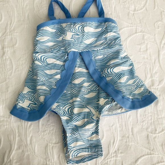 The Beaufort Bonnet Company Blue Ocean Sea Gull Bathing Swim Suit 18-24 Months